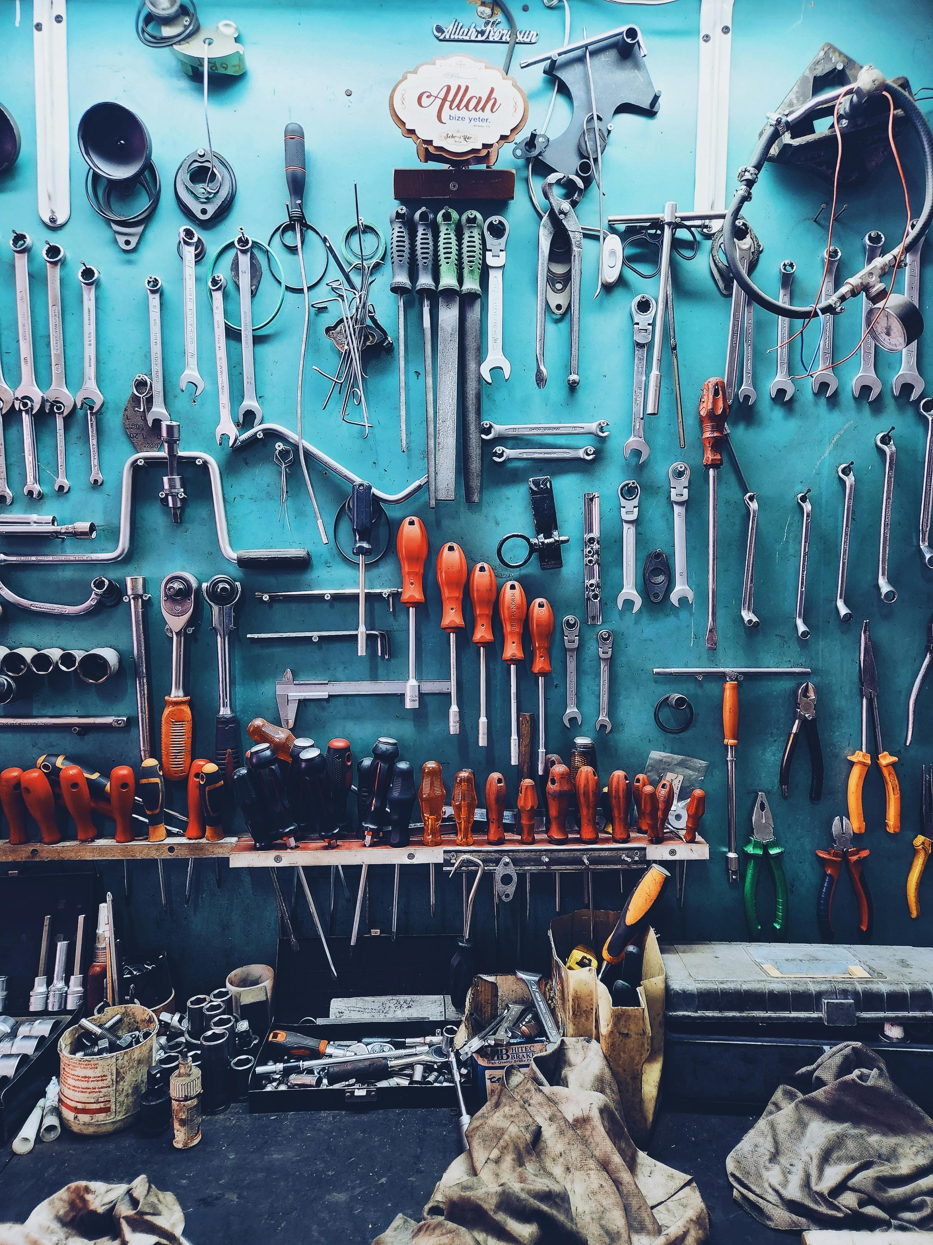 Professional mechanic tools and workspace